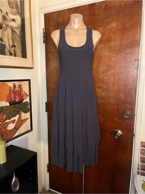 MC Planet Gray Blue Tiered Skirt Racer Back Tank Dress 6